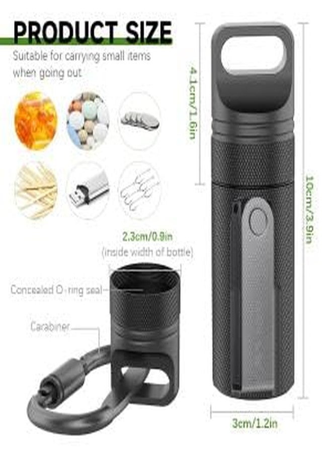 ZORBES® Portable Pill Box with Carabiner Waterproof Tight-Seal Travel Aluminum Alloy 3.94 inches Medication Storage Tube Pill Box Carry-on Emergency Medication Case - Image 2